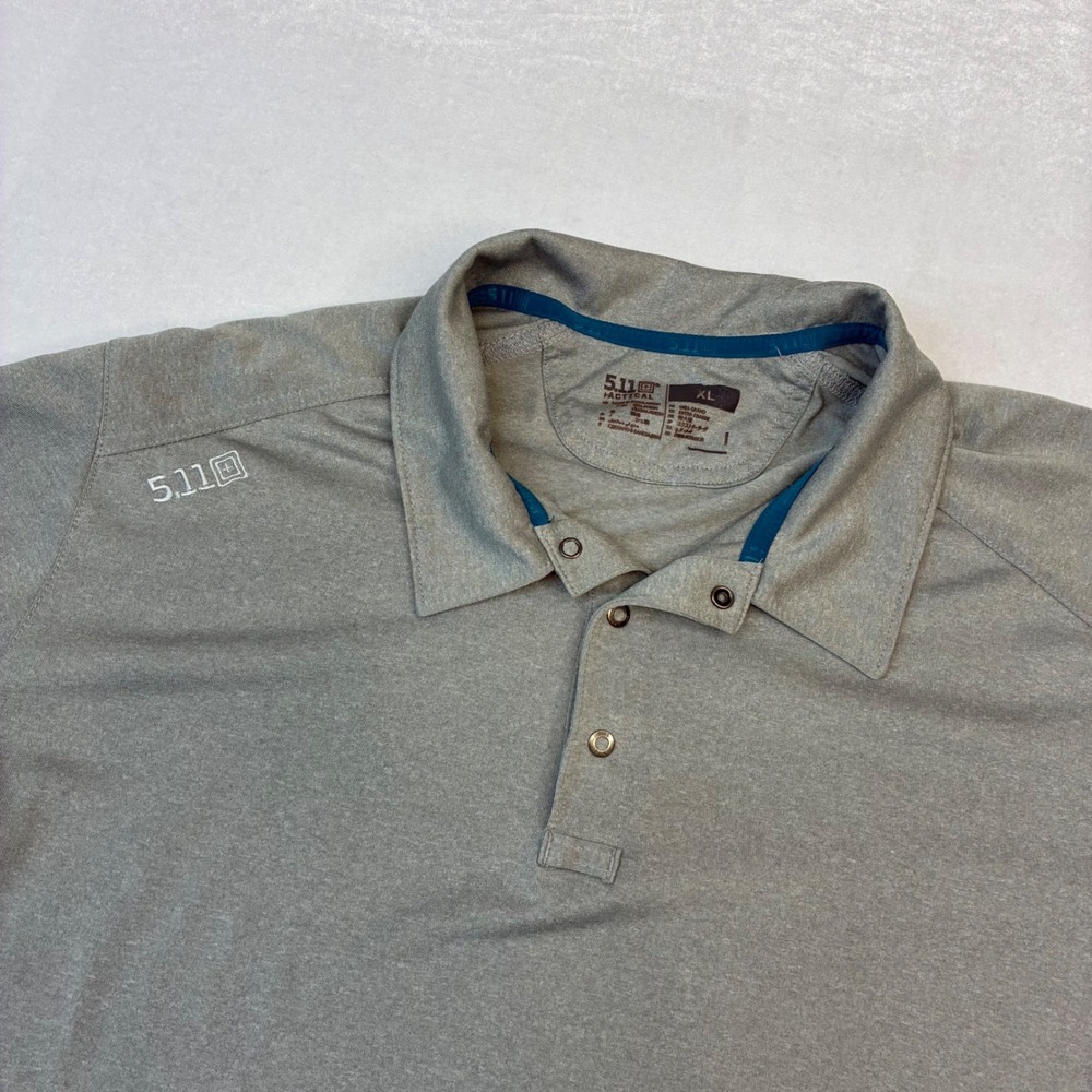 5.11 Tactical Polo Shirt Mens XL Grey Performance Short Sleeve Snaps Pen Pocket